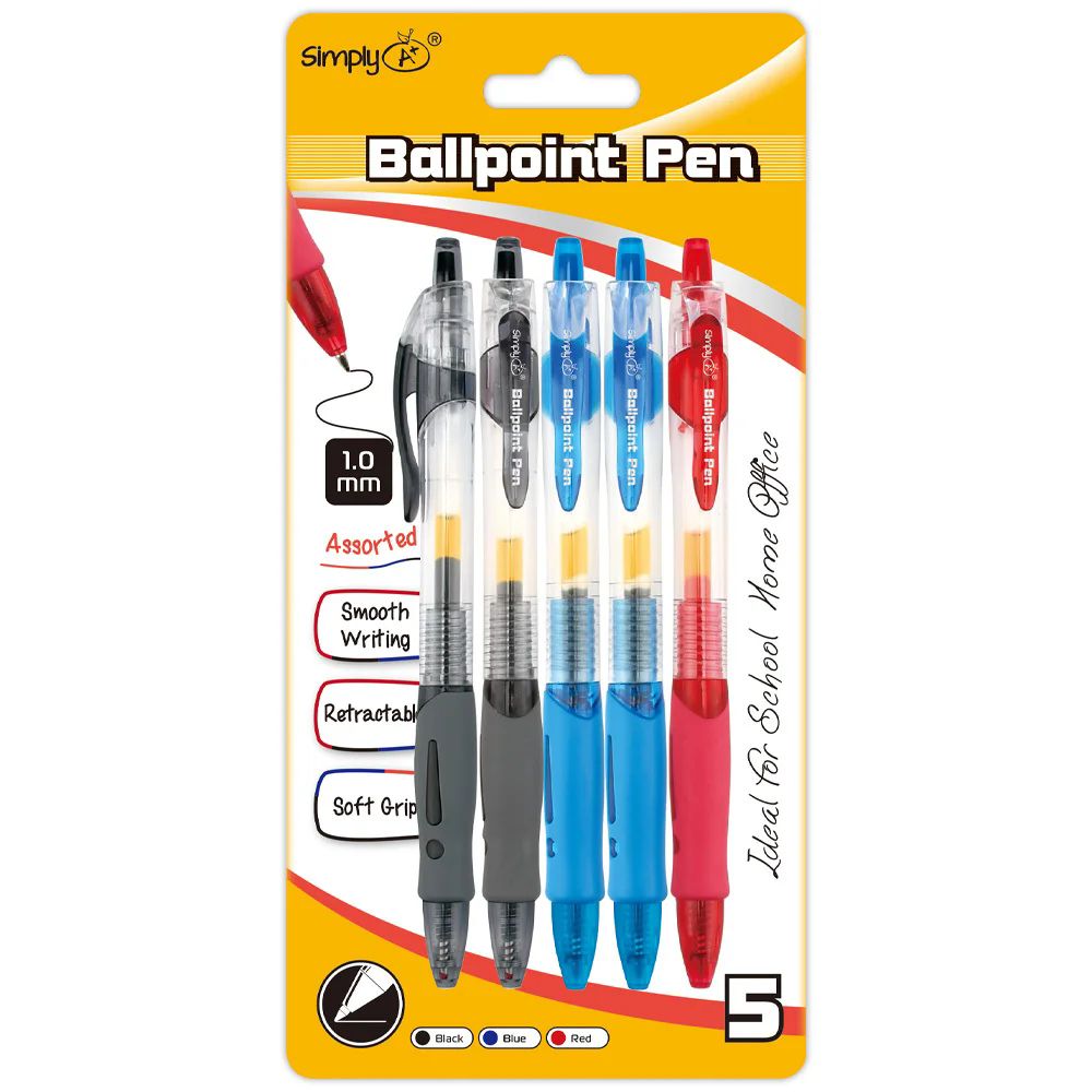 24 Pieces of 5ct retractable ballpen assorted color 1.0mm