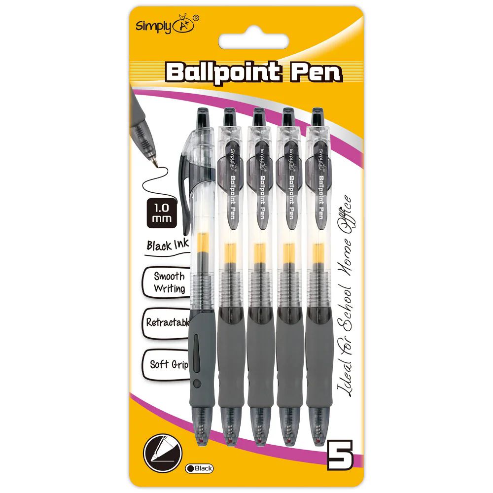 24 Pieces of 5ct retractable ballpen black Ink 1.00mm