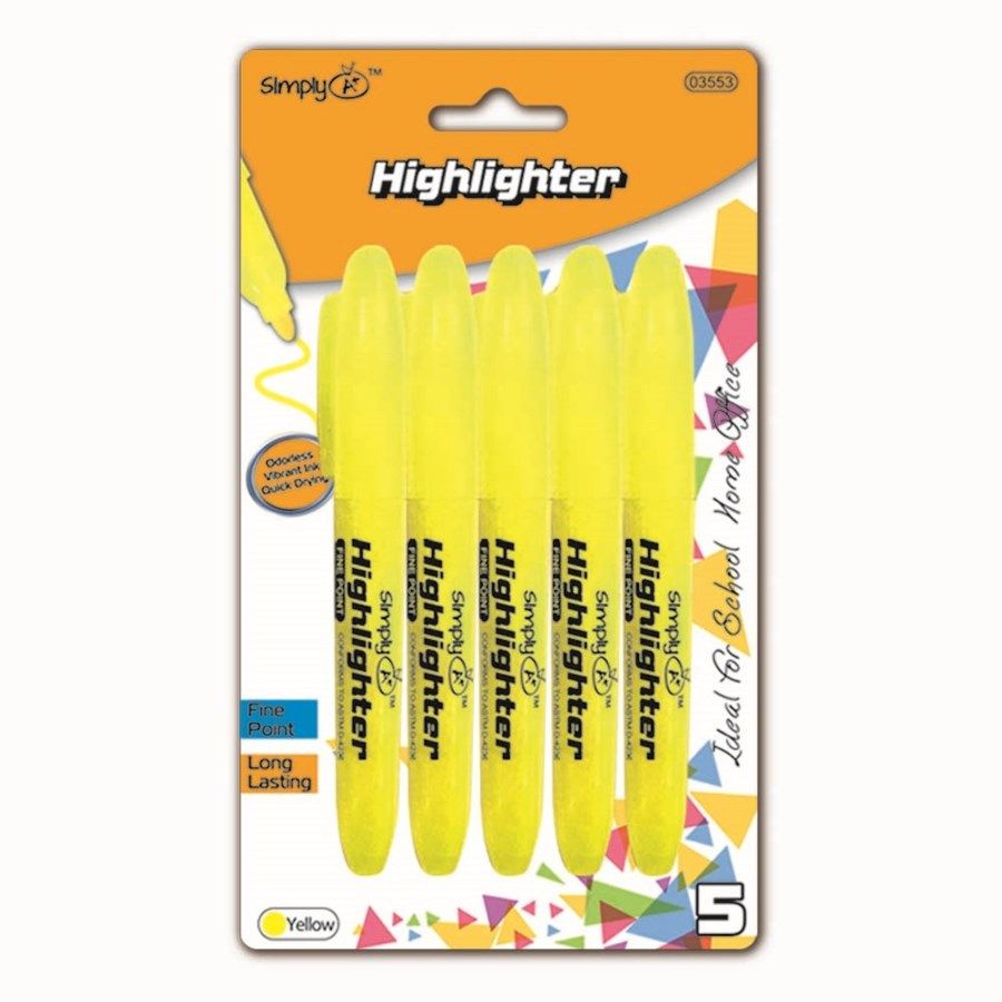 24 Pieces of Five Piece Highlighter Yellow