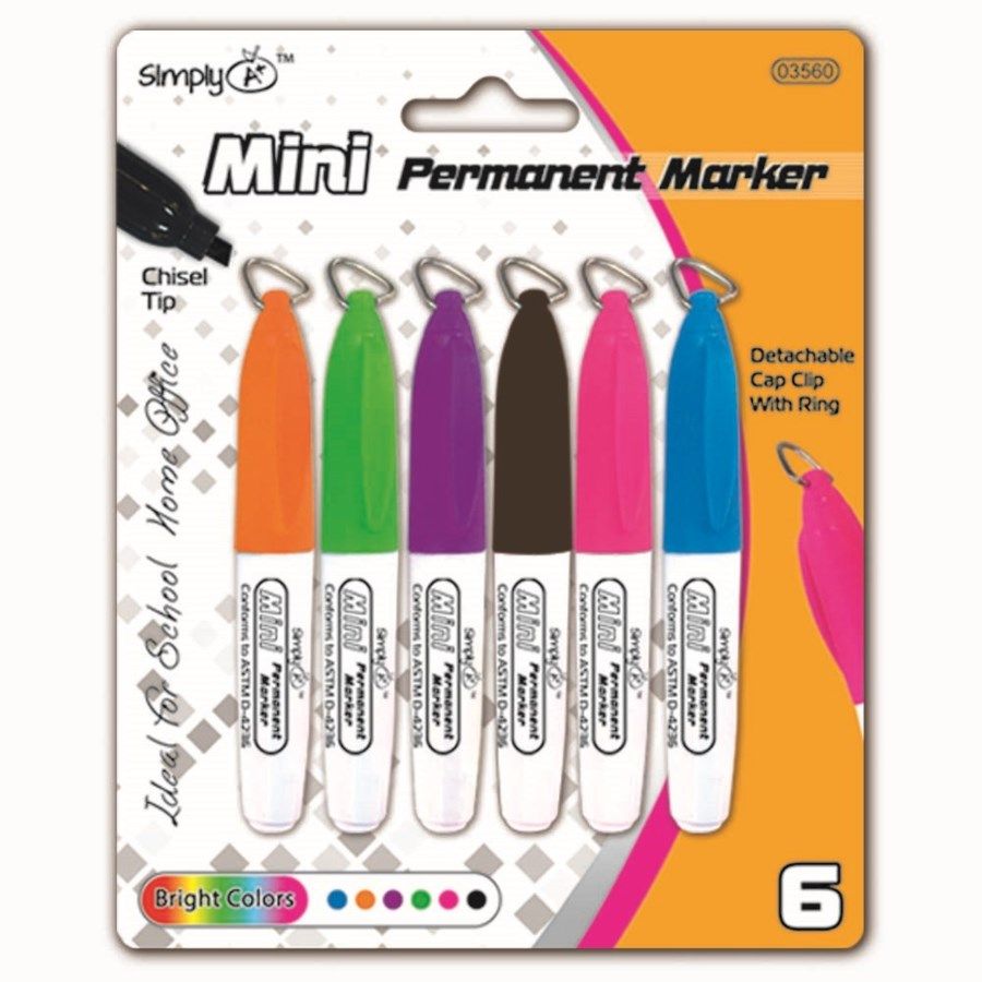 144 Pieces of Six Piece Mini Permanent Markers With Clip