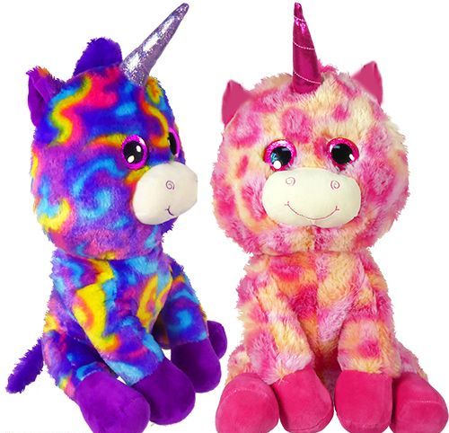 6 Wholesale 15" Sparkly Eyed Plush Unicorns