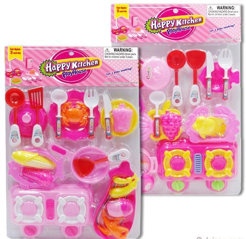 9 Wholesale 19 Piece Pink Happy Kitchen Play Sets