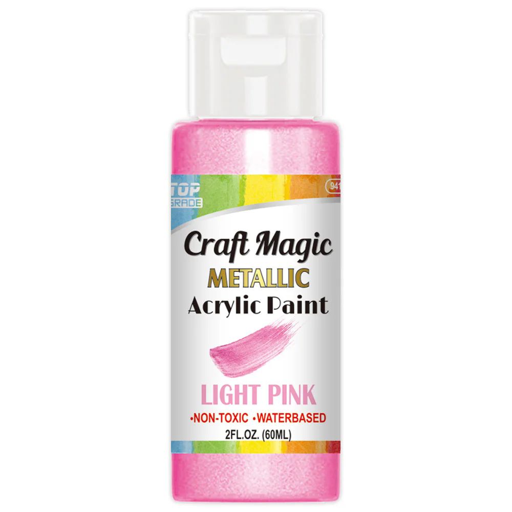 20 Pieces of 2oz/60ml Acrylic Paint Metallic Light Pink