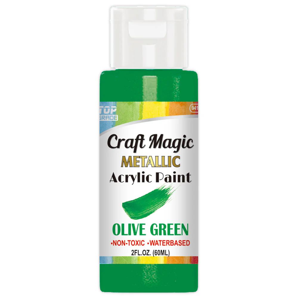 20 Pieces of 2oz/60ml Acrylic Paint Metallic Olive Green
