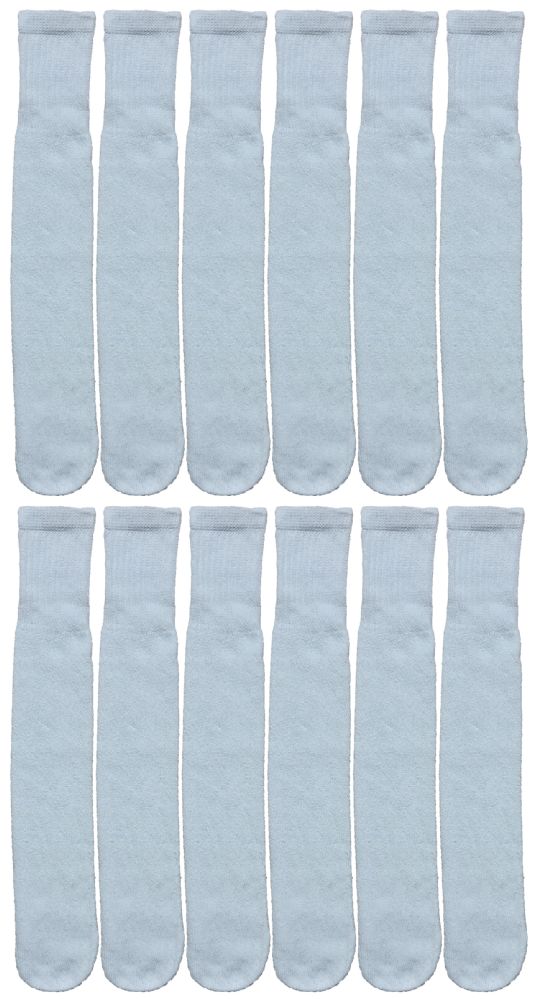 12 Pairs of Yacht & Smith Women's 26 Inch Cotton Tube Sock Solid White Size 9-11