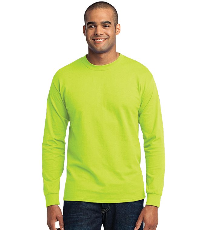 36 Pieces Men's Fruit Of The Loom Safety Green Long Sleeve T-Shirts, Size 2xlarge - Mens T-Shirts