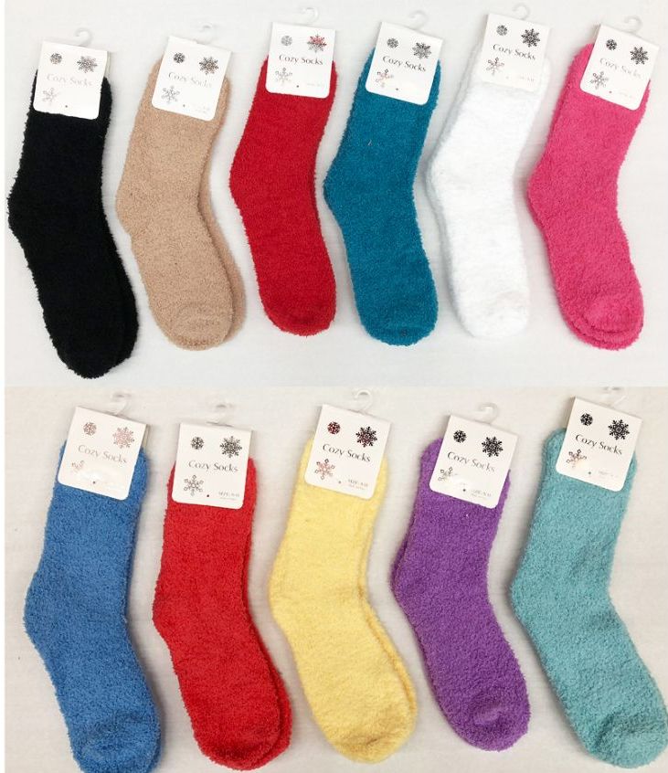 180 Wholesale Women Solid Color Fuzzy Socks Size 9-11