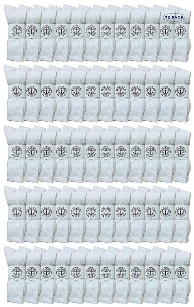 72 Pairs of Yacht & Smith King Size Men's Cotton Terry Cushion Crew Socks, Sock Size 13-16 White