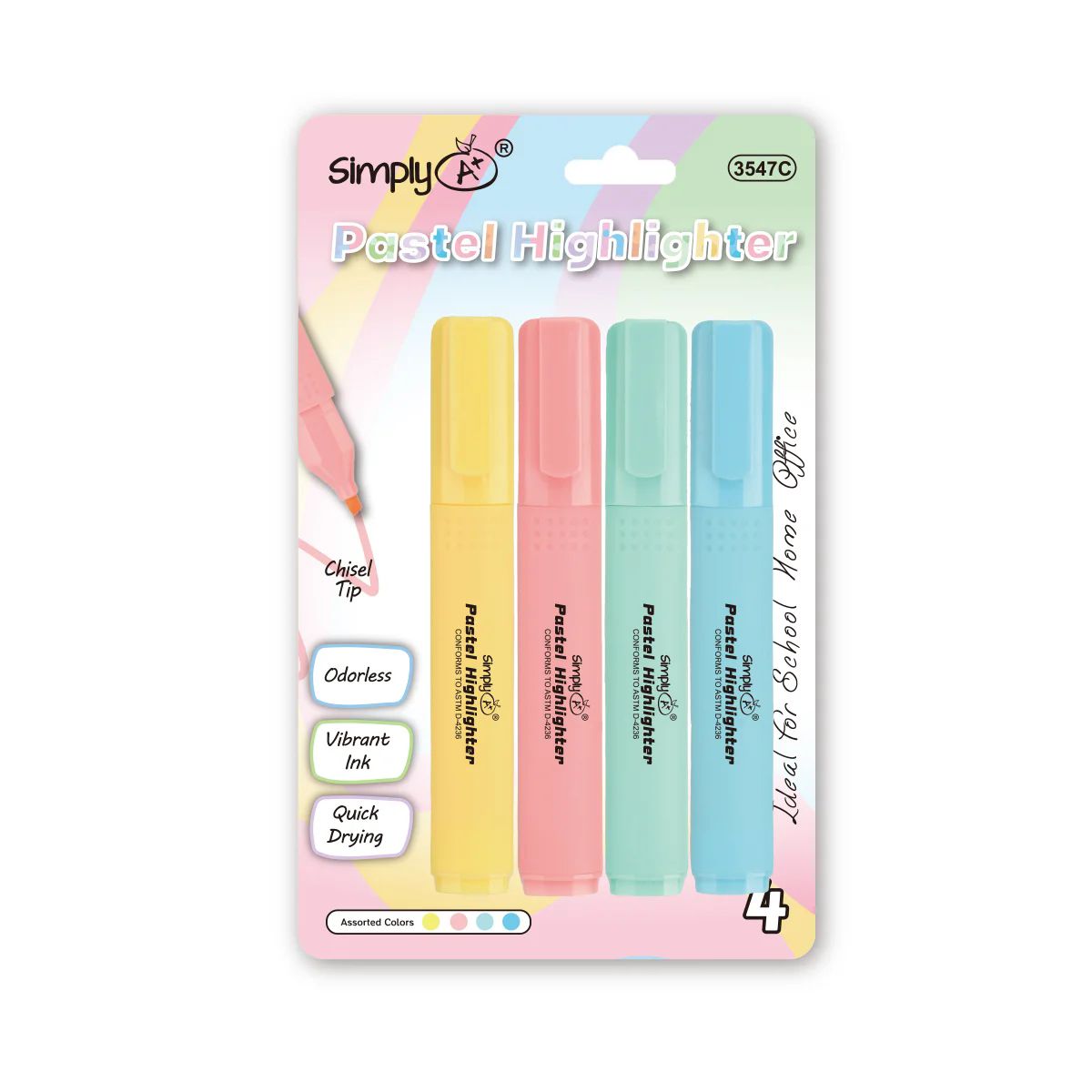 36 Pieces of 4ct Highlighter Pastel Chisel Tip