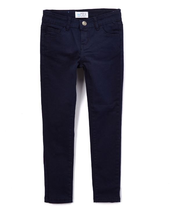 12 Pieces of Girls' Twill Pants With Adjustable Waist Band In Navy, Size 4-6x
