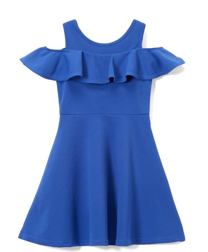 6 Pieces of Girls Royal Blue Soft And Stretchy Neoprene Dress, Size 4-6x
