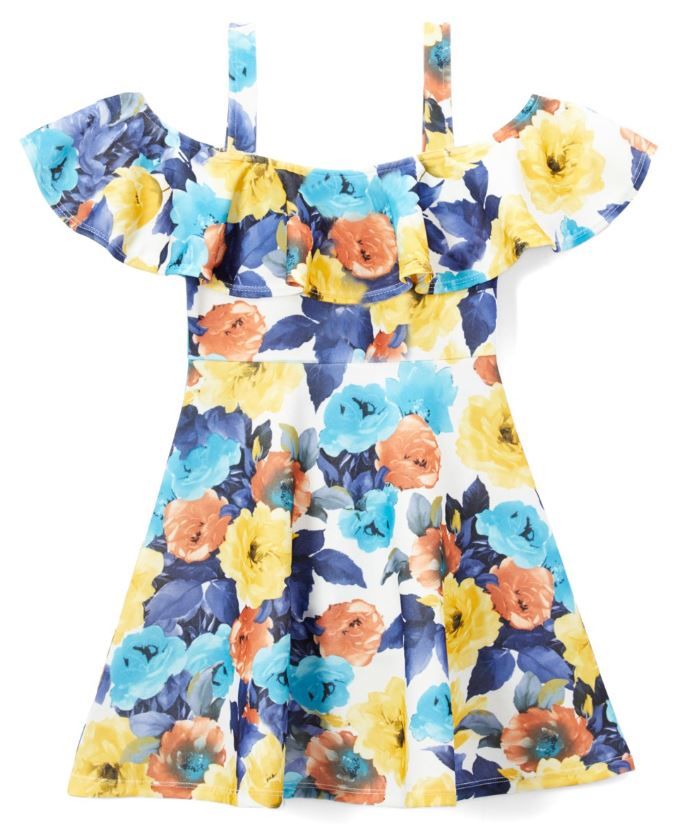 6 Pieces of Girls Flower Print Dress In Size 7-14
