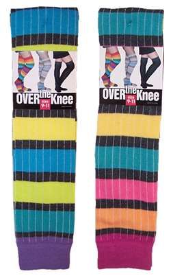 60 Wholesale Women's Over The Knee Rainbow Stripe Socks