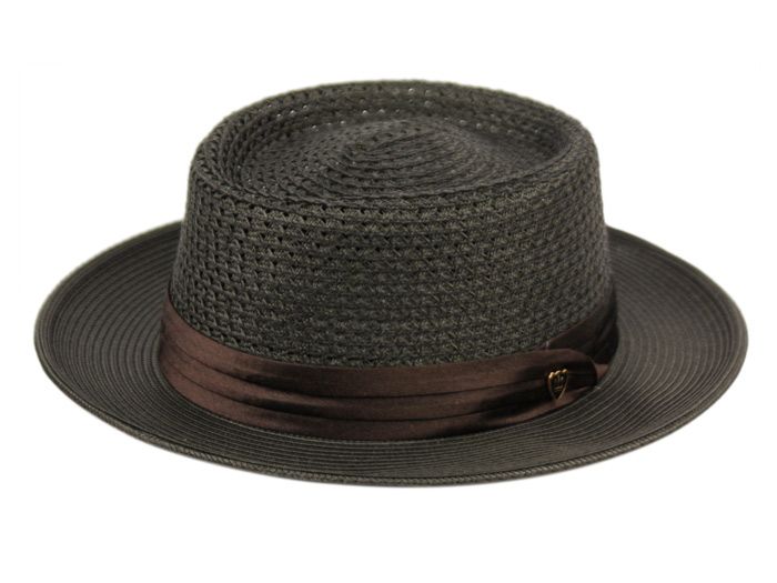 12 Pieces of Richman Brothers Polybraid Hats With Pleat Silk Band In Black