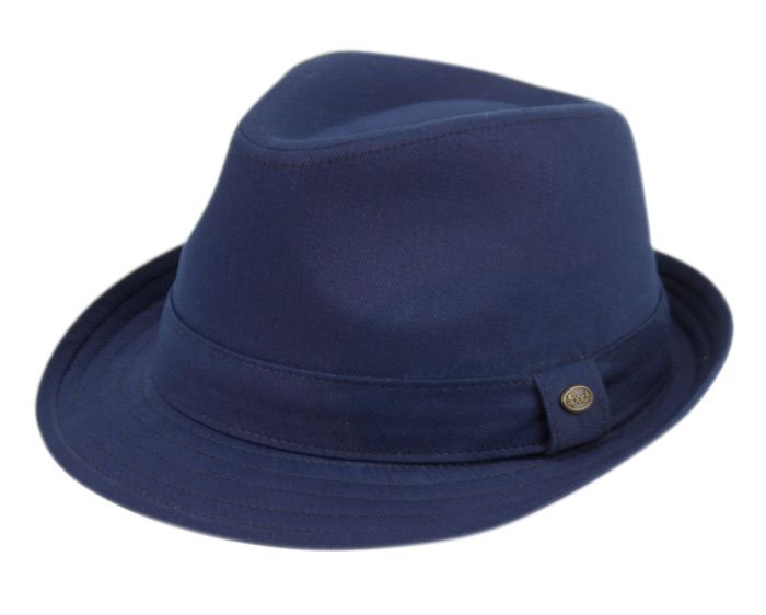 12 Pieces of Solid Cotton Fedora With Band In Navy
