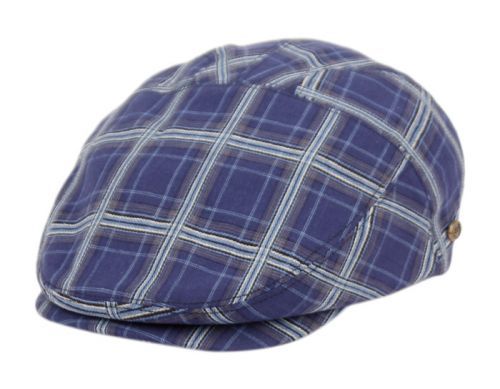 12 Pieces of Cotton Slim Fit Six Panel Check Ivy Caps In Navy