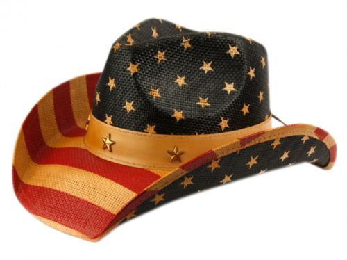 American Flag Cowboy Hat With Star Medallions