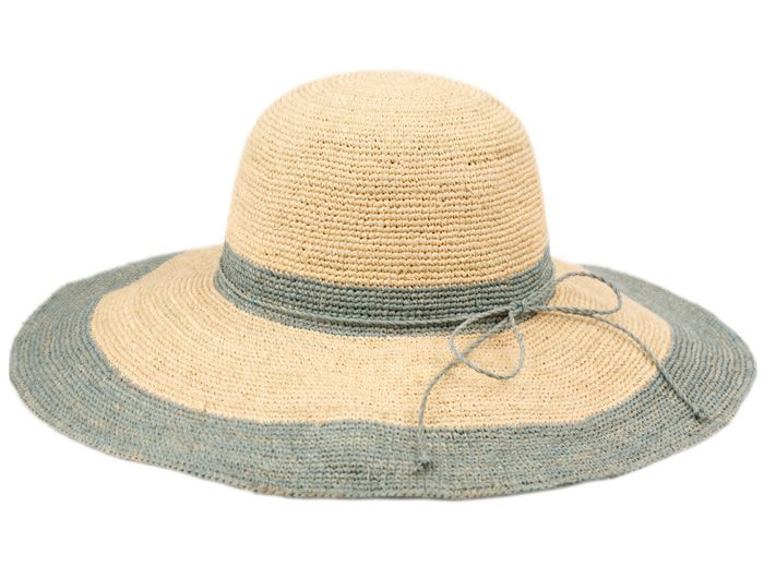12 Wholesale Raffia Straw Two Tone Summer Floppy Hats In Natural Gray