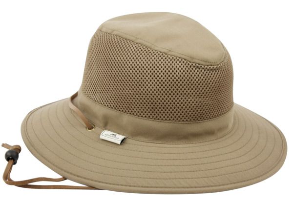 12 Wholesale Outdoor Safari With Mesh And Chin Cord Strap In Khaki