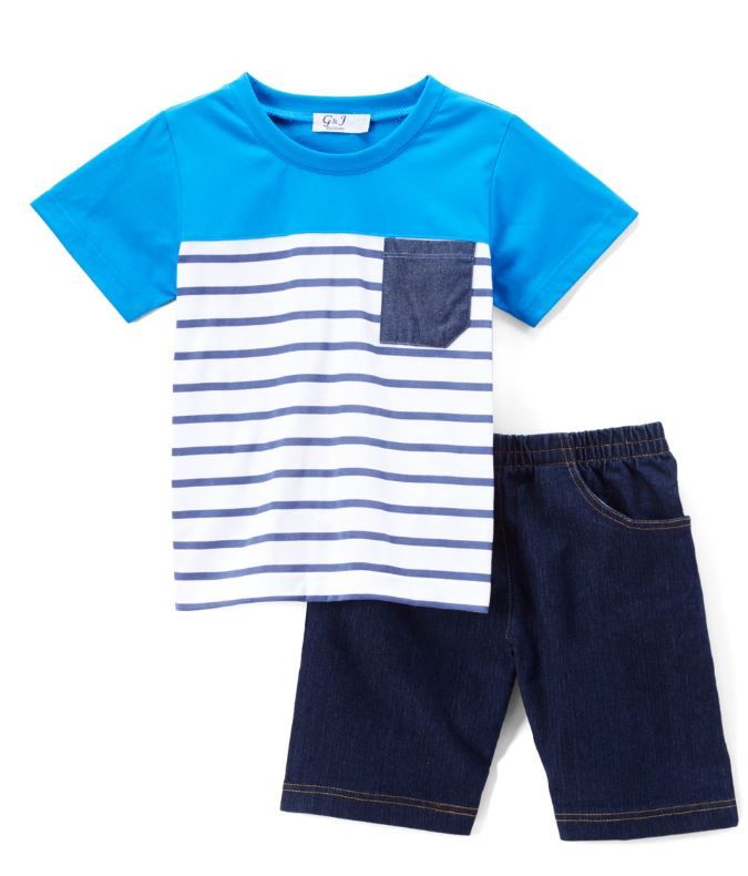 6 Pieces Boys Graphic Tshirt And Denim Short SeT- Size 4/5 - 7/8 - Boys ...