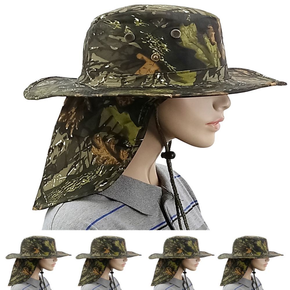 24 Wholesale Camouflage Dry Leaf Neck Flap Boonie Hat