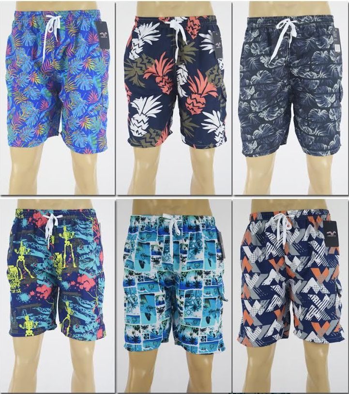 72 Wholesale Men's Assorted Print Bathing Suit