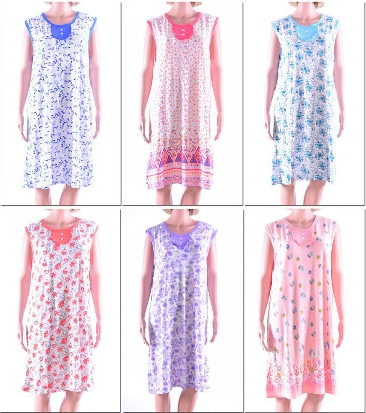 72 Wholesale Women's Floral Printed Sleeveless Night Gown