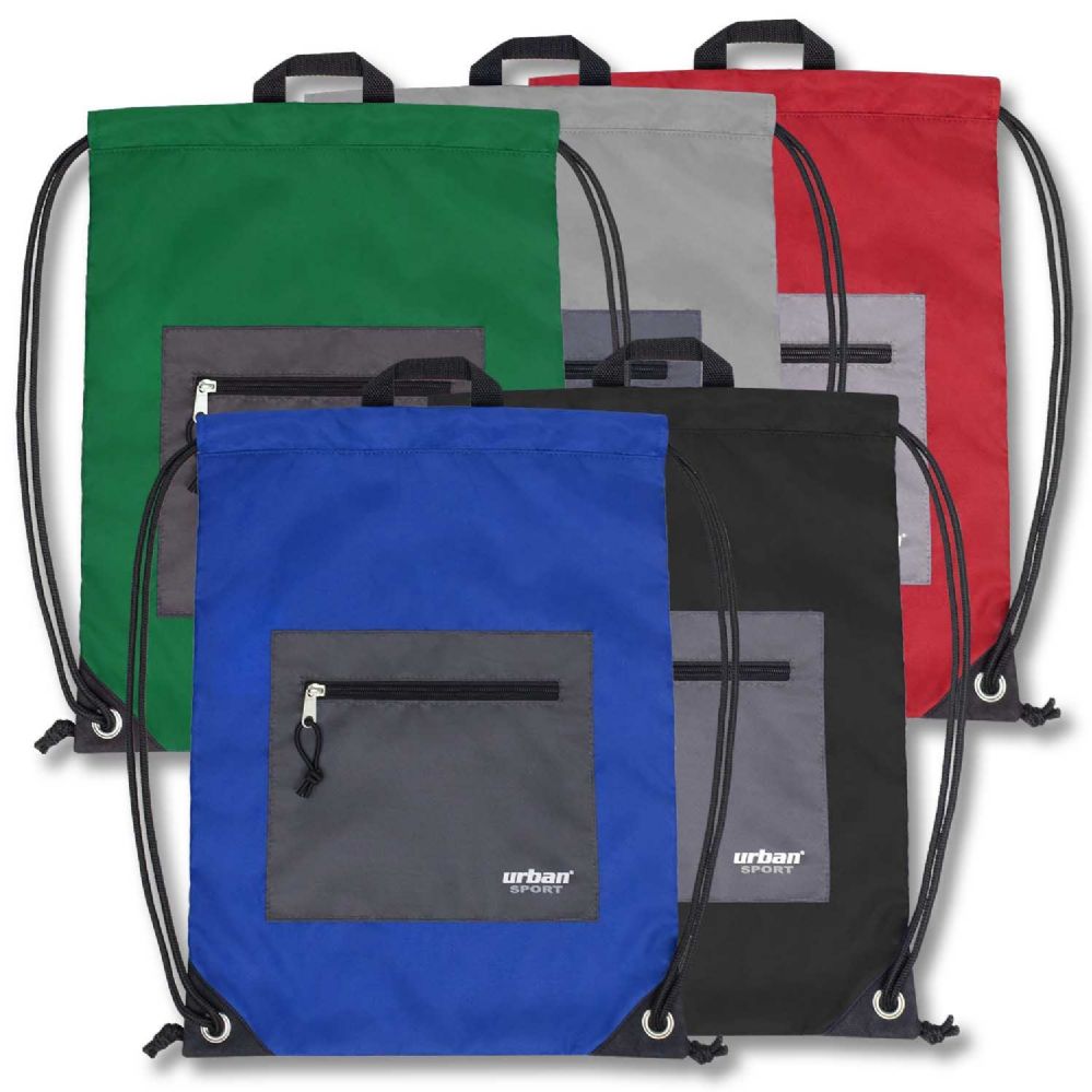 48 Wholesale Urban Sport 18 Inch Drawstring Bag - 5 Color