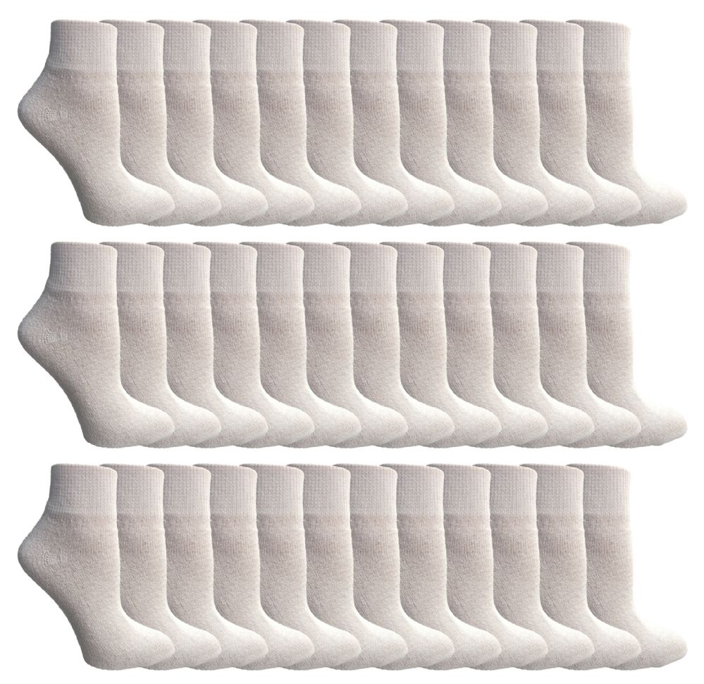 36 Wholesale Yacht & Smith Women's Cotton Ankle Socks White Size 9-11