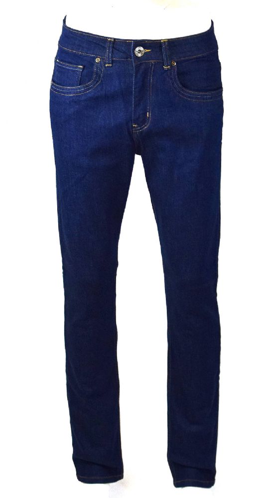 24 Wholesale Mens Skinny Jeans Solid Blue
