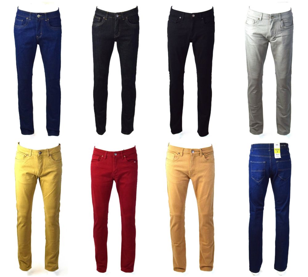 120 Wholesale Mens Skinny Jeans Solid Assorted Colors