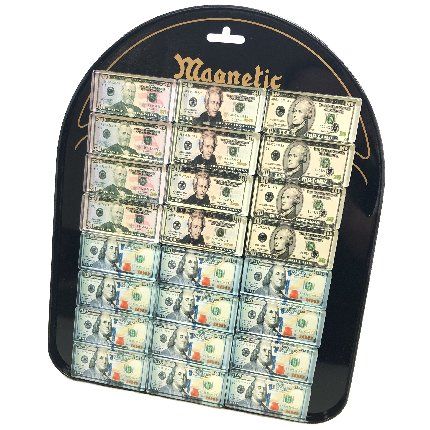 24 Pieces of Round Dome Magnets Money With Display Board
