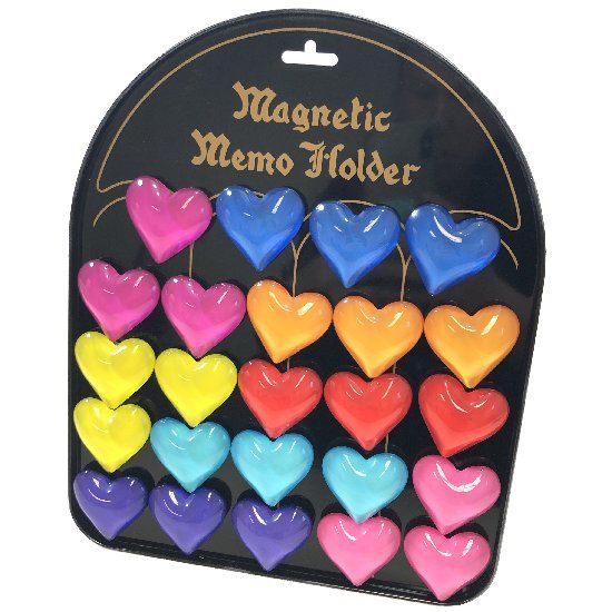 24 Pieces of Glass Magnet Heart With Display Board