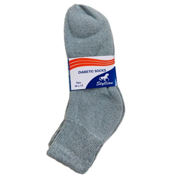 36 Pairs Three Pack Diabetic Quarter Socks Gray - Diabetic Socks