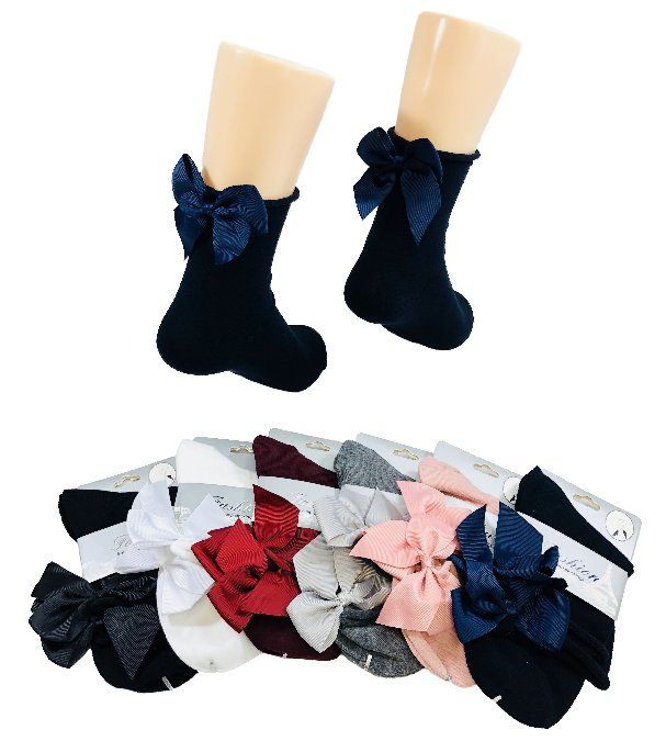 36 Pairs of Ladies Fashion Socks Rolled Top With Bow