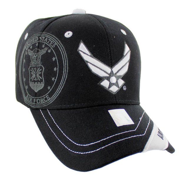 Licensed Black Air Force Wing Logo Hat Shadow Seal at socksinbulk