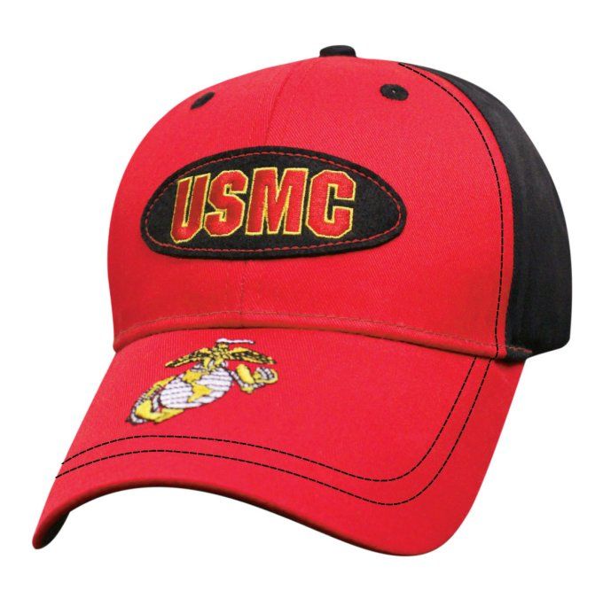 6 Wholesale Licensed Red Black Usmc Patch Hat - at - wholesalesockdeals.com