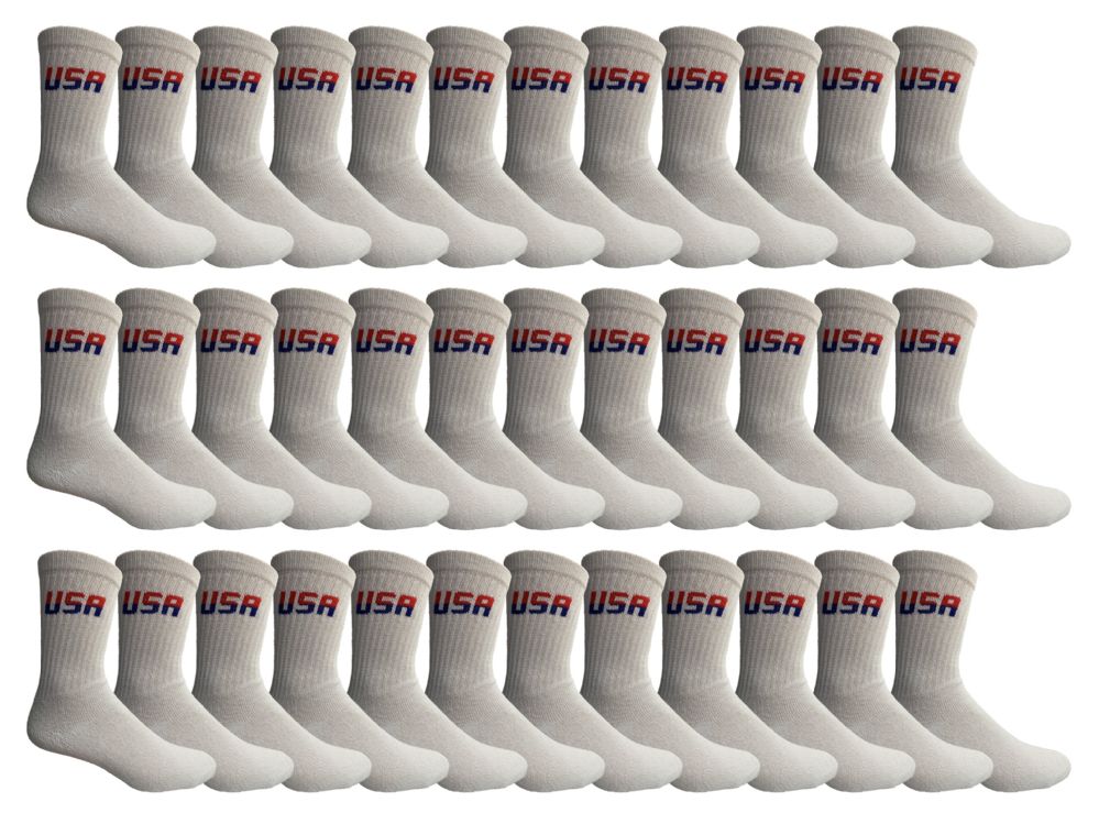 36 Pieces of Yacht & Smith Men's Cotton Terry Cushioned King Size Crew Socks