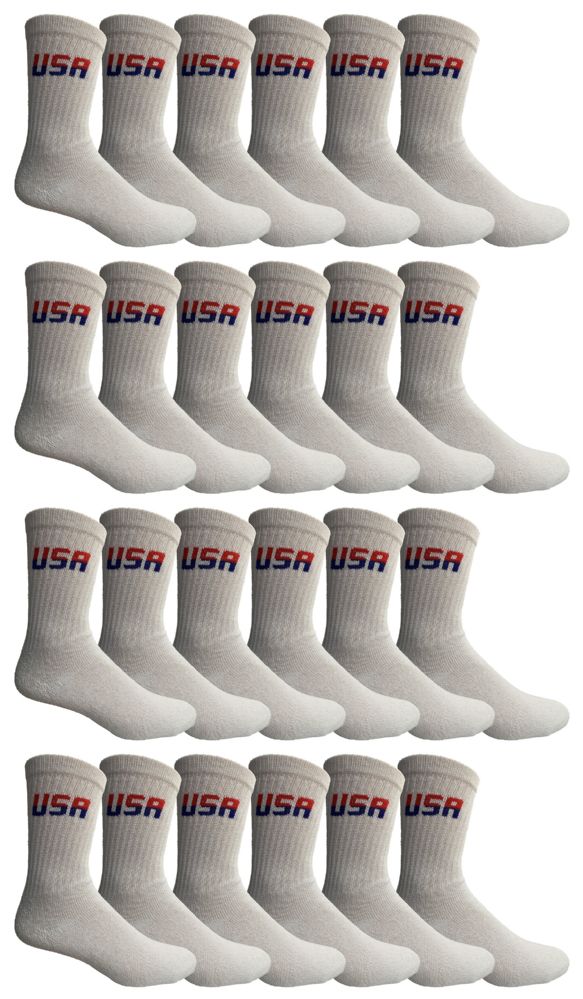 24 Pieces of Yacht & Smith Men's Cotton Terry Cushioned King Size Crew Socks