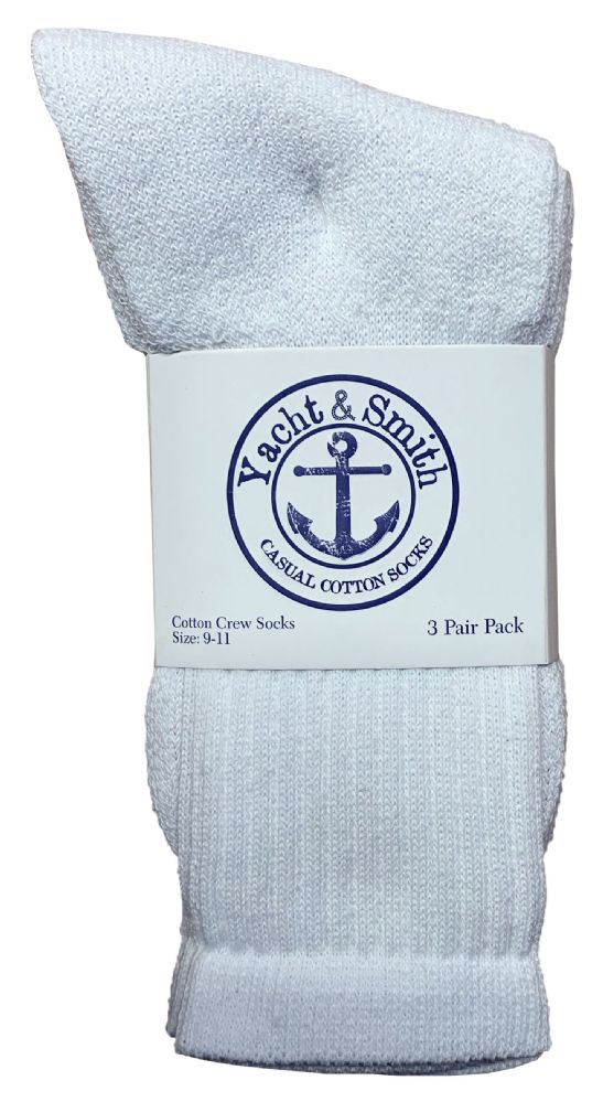 240 Pairs of Yacht & Smith Women's Cotton Crew Socks White Size 9-11