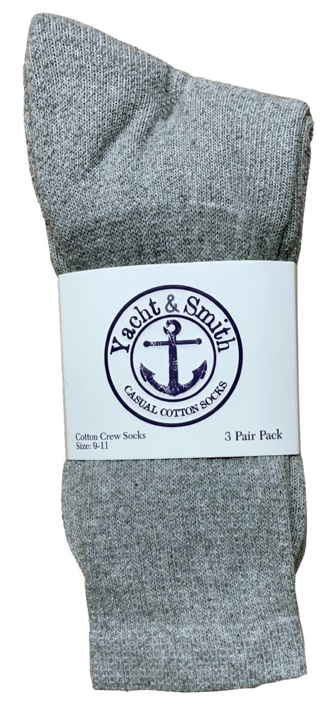 240 Pairs of Yacht & Smith Women's Cotton Crew Socks Gray Size 9-11