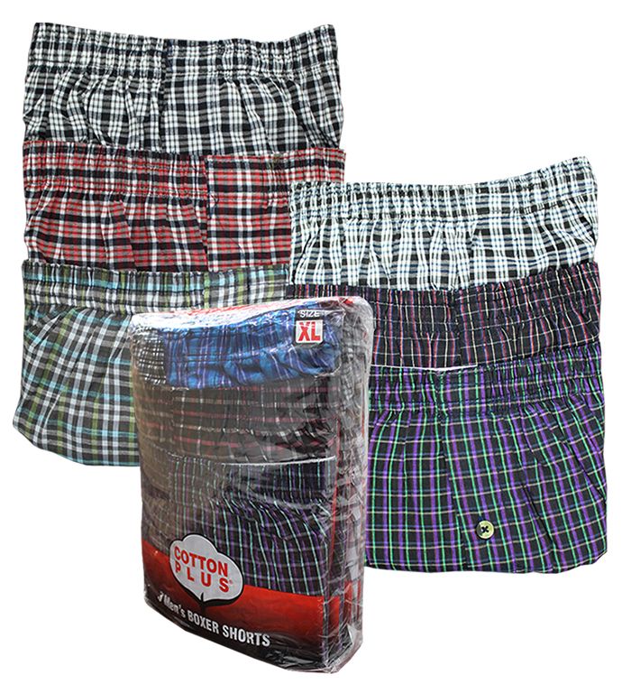 36 Packs of Men's 3 Pack Cotton Boxer Shorts, Size Medium