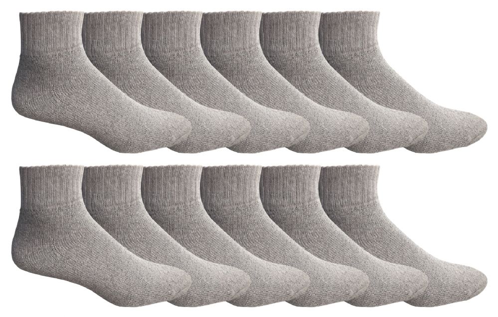 36 Pieces of Yacht & Smith Men's Gray No Show King Size Ankle Socks