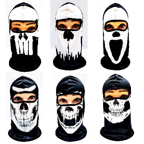 24 Pieces of Black & White Skulls Ninja Face Mask