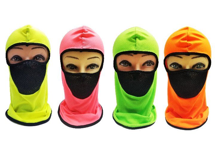 24 Pieces of Neon With Mesh Front Ninja Face Mask