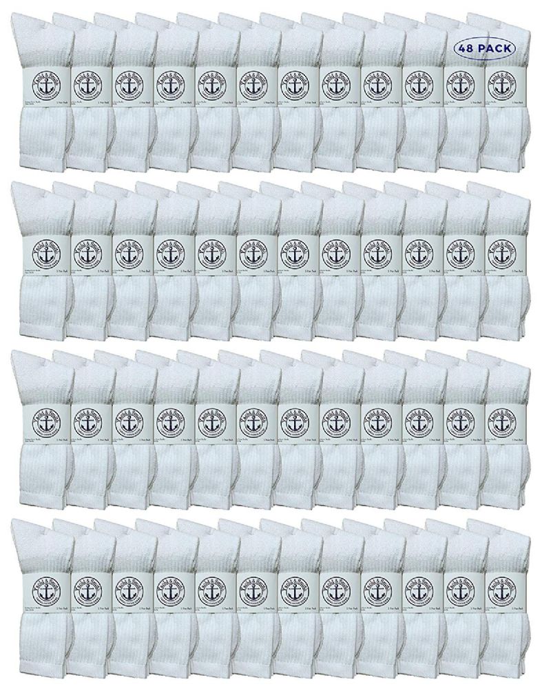 48 Pieces of Yacht & Smith Men's Cotton Terry Cushioned King Size Crew Socks
