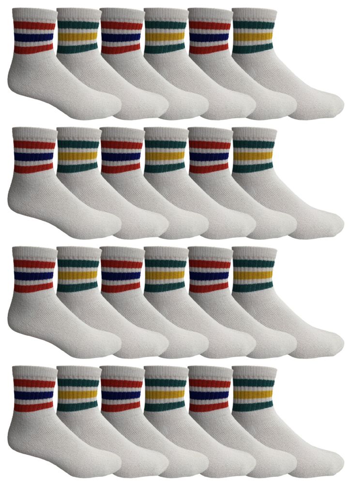 24 Pairs of Yacht & Smith Men's King Size Cotton Sport Ankle Socks Size 13-16 With Stripes