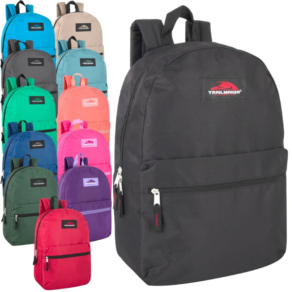 24 Pieces of 17 Inch Trailmaker Classic Backpack 12 Color Assortment
