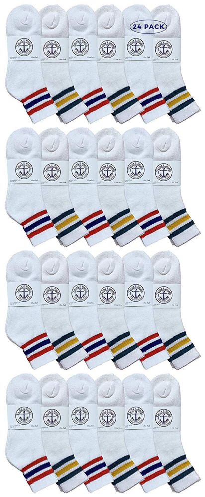 24 of Yacht & Smith Men's Cotton Sport Ankle Socks Size 10-13 With Stripes