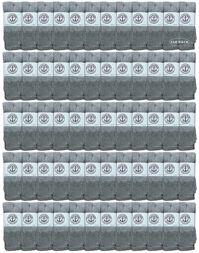 240 of Yacht & Smith Women's Cotton Tube Socks, Referee Style, Size 9-15 Solid Gray